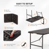 imageVINGLI 4 FT Plastic Folding Camping Table3Level Adjustable Height Portable inOutdoor Party Picnic Dining Desk Garden Soccer Multipurpose Entertaining ActivitiesWhiteBrown