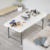 imageVINGLI 4 FT Plastic Folding Camping Table3Level Adjustable Height Portable inOutdoor Party Picnic Dining Desk Garden Soccer Multipurpose Entertaining ActivitiesWhiteWhite