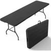 imageVINGLI 4 FT Plastic Folding Camping Table3Level Adjustable Height Portable inOutdoor Party Picnic Dining Desk Garden Soccer Multipurpose Entertaining ActivitiesWhiteBlack