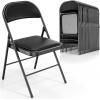 imageVINGLI 4 Pack Folding Chairs with Padded Seats Metal Frame with Pu Leather Seat ampamp Back Capacity 350 lbs Set of 4 BlackBlack