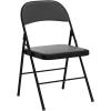 imageVINGLI 4 Pack Folding Chairs with Padded Seats Metal Frame with Pu Leather Seat ampamp Back Capacity 350 lbs Set of 4 BlackBlack