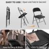 imageVINGLI 4 Pack Folding Chairs with Padded Seats Metal Frame with Pu Leather Seat ampamp Back Capacity 350 lbs Set of 4 BlackBlack