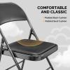 imageVINGLI 4 Pack Folding Chairs with Padded Seats Metal Frame with Pu Leather Seat ampamp Back Capacity 350 lbs Set of 4 BlackBlack