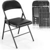 imageVINGLI 4 Pack Folding Chairs with Padded Seats Metal Frame with Pu Leather Seat ampamp Back Capacity 350 lbs Set of 4 BlackBlack