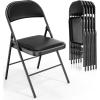 imageVINGLI 4 Pack Folding Chairs with Padded Seats Metal Frame with Pu Leather Seat ampamp Back Capacity 350 lbs Set of 4 BlackBlack