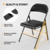 imageVINGLI 4 Pack Folding Chairs with Padded Seats Metal Frame with Pu Leather Seat ampamp Back Capacity 350 lbs Set of 4 BlackBlack