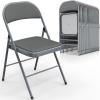 imageVINGLI 4 Pack Folding Chairs with Padded Seats Metal Frame with Pu Leather Seat ampamp Back Capacity 350 lbs Set of 4 BlackGrey