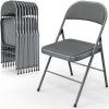 imageVINGLI 4 Pack Folding Chairs with Padded Seats Metal Frame with Pu Leather Seat ampamp Back Capacity 350 lbs Set of 4 BlackGrey