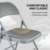 imageVINGLI 4 Pack Folding Chairs with Padded Seats Metal Frame with Pu Leather Seat ampamp Back Capacity 350 lbs Set of 4 BlackGrey