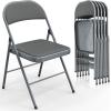 imageVINGLI 4 Pack Folding Chairs with Padded Seats Metal Frame with Pu Leather Seat ampamp Back Capacity 350 lbs Set of 4 BlackGrey