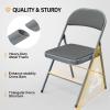 imageVINGLI 4 Pack Folding Chairs with Padded Seats Metal Frame with Pu Leather Seat ampamp Back Capacity 350 lbs Set of 4 BlackGrey