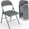 imageVINGLI 4 Pack Folding Chairs with Padded Seats Metal Frame with Pu Leather Seat ampamp Back Capacity 350 lbs Set of 4 BlackGrey