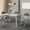 imageVINGLI 4 Pack Folding Chairs with Padded Seats Metal Frame with Pu Leather Seat ampamp Back Capacity 350 lbs Set of 4 BlackGrey