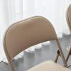 imageVINGLI 4 Pack Folding Chairs with Padded Seats Metal Frame with Pu Leather Seat ampamp Back Capacity 350 lbs Set of 4 BlackKhaki