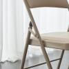 imageVINGLI 4 Pack Folding Chairs with Padded Seats Metal Frame with Pu Leather Seat ampamp Back Capacity 350 lbs Set of 4 BlackKhaki
