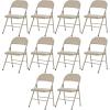 imageVINGLI 4 Pack Folding Chairs with Padded Seats Metal Frame with Pu Leather Seat ampamp Back Capacity 350 lbs Set of 4 BlackKhaki