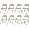 imageVINGLI 4 Pack Folding Chairs with Padded Seats Metal Frame with Pu Leather Seat ampamp Back Capacity 350 lbs Set of 4 BlackKhaki