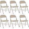 imageVINGLI 4 Pack Folding Chairs with Padded Seats Metal Frame with Pu Leather Seat ampamp Back Capacity 350 lbs Set of 4 BlackKhaki