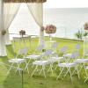 imageVINGLI 4 Pack Folding Chairs with Padded Seats Metal Frame with Pu Leather Seat ampamp Back Capacity 350 lbs Set of 4 BlackWhite