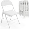 imageVINGLI 4 Pack Folding Chairs with Padded Seats Metal Frame with Pu Leather Seat ampamp Back Capacity 350 lbs Set of 4 BlackWhite