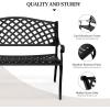 imageVINGLI 405quot Patio Garden BenchAnti Rust Cast Iron Cast Aluminum Frame for Outdoor Path Yard Lawn Work Entryway Decor Deck BlackBlack