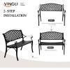 imageVINGLI 405quot Patio Garden BenchAnti Rust Cast Iron Cast Aluminum Frame for Outdoor Path Yard Lawn Work Entryway Decor Deck BlackBlack