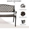 imageVINGLI 405quot Patio Garden BenchAnti Rust Cast Iron Cast Aluminum Frame for Outdoor Path Yard Lawn Work Entryway Decor Deck BlackBrown