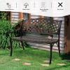 imageVINGLI 405quot Patio Garden BenchAnti Rust Cast Iron Cast Aluminum Frame for Outdoor Path Yard Lawn Work Entryway Decor Deck BlackBrown