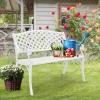 imageVINGLI 405quot Patio Garden BenchAnti Rust Cast Iron Cast Aluminum Frame for Outdoor Path Yard Lawn Work Entryway Decor Deck BlackWhite