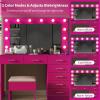 imageVINGLI 40quot Vanity Set with Lighted Mirror and StoolWhite Makeup Vanity Table Set with 9 Lights for WomenBedroom Makeup Dressing Table with 2 Drawers and StoolWhiteampampGoldGlass Top  7Drawers  Stool