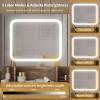 imageVINGLI 40quot Vanity Set with Lighted Mirror and StoolWhite Makeup Vanity Table Set with 9 Lights for WomenBedroom Makeup Dressing Table with 2 Drawers and StoolWhiteampampGold9Drawers  Mirror Cabinets