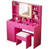 imageVINGLI 40quot Vanity Set with Lighted Mirror and StoolWhite Makeup Vanity Table Set with 9 Lights for WomenBedroom Makeup Dressing Table with 2 Drawers and StoolWhiteampampGoldGlass Top  5Drawers  Mirror Cabinet