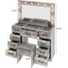 imageVINGLI 40quot Vanity Set with Lighted Mirror and StoolWhite Makeup Vanity Table Set with 9 Lights for WomenBedroom Makeup Dressing Table with 2 Drawers and StoolWhiteampampGoldGlass Top  9Drawers  Stool