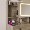imageVINGLI 40quot Vanity Set with Lighted Mirror and StoolWhite Makeup Vanity Table Set with 9 Lights for WomenBedroom Makeup Dressing Table with 2 Drawers and StoolWhiteampampGoldGlass Top  5Drawers  Mirror Cabinet