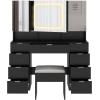 imageVINGLI 40quot Vanity Set with Lighted Mirror and StoolWhite Makeup Vanity Table Set with 9 Lights for WomenBedroom Makeup Dressing Table with 2 Drawers and StoolWhiteampampGold9Drawers  Mirror Cabinets