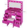 imageVINGLI 40quot Vanity Set with Lighted Mirror and StoolWhite Makeup Vanity Table Set with 9 Lights for WomenBedroom Makeup Dressing Table with 2 Drawers and StoolWhiteampampGoldGlass Top  9Drawers  Stool