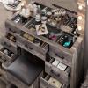 imageVINGLI 40quot Vanity Set with Lighted Mirror and StoolWhite Makeup Vanity Table Set with 9 Lights for WomenBedroom Makeup Dressing Table with 2 Drawers and StoolWhiteampampGoldGlass Top  9Drawers  Stool
