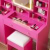 imageVINGLI 40quot Vanity Set with Lighted Mirror and StoolWhite Makeup Vanity Table Set with 9 Lights for WomenBedroom Makeup Dressing Table with 2 Drawers and StoolWhiteampampGoldGlass Top  5Drawers  Mirror Cabinet