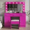 imageVINGLI 40quot Vanity Set with Lighted Mirror and StoolWhite Makeup Vanity Table Set with 9 Lights for WomenBedroom Makeup Dressing Table with 2 Drawers and StoolWhiteampampGoldGlass Top  Drawers Cabinets  Stool