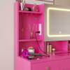 imageVINGLI 40quot Vanity Set with Lighted Mirror and StoolWhite Makeup Vanity Table Set with 9 Lights for WomenBedroom Makeup Dressing Table with 2 Drawers and StoolWhiteampampGoldGlass Top  5Drawers  Mirror Cabinet