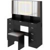 imageVINGLI 40quot Vanity Set with Lighted Mirror and StoolWhite Makeup Vanity Table Set with 9 Lights for WomenBedroom Makeup Dressing Table with 2 Drawers and StoolWhiteampampGold9Drawers  Mirror Cabinets