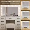 imageVINGLI 40quot Vanity Set with Lighted Mirror and StoolWhite Makeup Vanity Table Set with 9 Lights for WomenBedroom Makeup Dressing Table with 2 Drawers and StoolWhiteampampGoldGlass Top  9Drawers  Stool