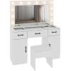 imageVINGLI 40quot Vanity Set with Lighted Mirror and StoolWhite Makeup Vanity Table Set with 9 Lights for WomenBedroom Makeup Dressing Table with 2 Drawers and StoolWhiteampampGoldGlass Top  Drawers Cabinets  Stool