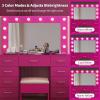 imageVINGLI 40quot Vanity Set with Lighted Mirror and StoolWhite Makeup Vanity Table Set with 9 Lights for WomenBedroom Makeup Dressing Table with 2 Drawers and StoolWhiteampampGoldGlass Top  9Drawers  Stool
