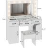 imageVINGLI 40quot Vanity Set with Lighted Mirror and StoolWhite Makeup Vanity Table Set with 9 Lights for WomenBedroom Makeup Dressing Table with 2 Drawers and StoolWhiteampampGoldGlass Top  Drawers Cabinets  Stool