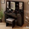 imageVINGLI 40quot Vanity Set with Lighted Mirror and StoolWhite Makeup Vanity Table Set with 9 Lights for WomenBedroom Makeup Dressing Table with 2 Drawers and StoolWhiteampampGold3Drawers  DIY Pegboard  5Cabinets