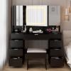 imageVINGLI 40quot Vanity Set with Lighted Mirror and StoolWhite Makeup Vanity Table Set with 9 Lights for WomenBedroom Makeup Dressing Table with 2 Drawers and StoolWhiteampampGold9Drawers  Mirror Cabinets