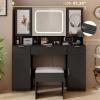 imageVINGLI 40quot Vanity Set with Lighted Mirror and StoolWhite Makeup Vanity Table Set with 9 Lights for WomenBedroom Makeup Dressing Table with 2 Drawers and StoolWhiteampampGold3Drawers  DIY Pegboard  5Cabinets