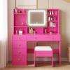 imageVINGLI 40quot Vanity Set with Lighted Mirror and StoolWhite Makeup Vanity Table Set with 9 Lights for WomenBedroom Makeup Dressing Table with 2 Drawers and StoolWhiteampampGoldGlass Top  5Drawers  Mirror Cabinet