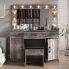 imageVINGLI 40quot Vanity Set with Lighted Mirror and StoolWhite Makeup Vanity Table Set with 9 Lights for WomenBedroom Makeup Dressing Table with 2 Drawers and StoolWhiteampampGoldGlass Top  Drawers Cabinets  Stool
